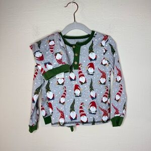 Mud Pie Christmas Gnomes Gray and Green Long Sleeve Henley Pajama Set Size 4T